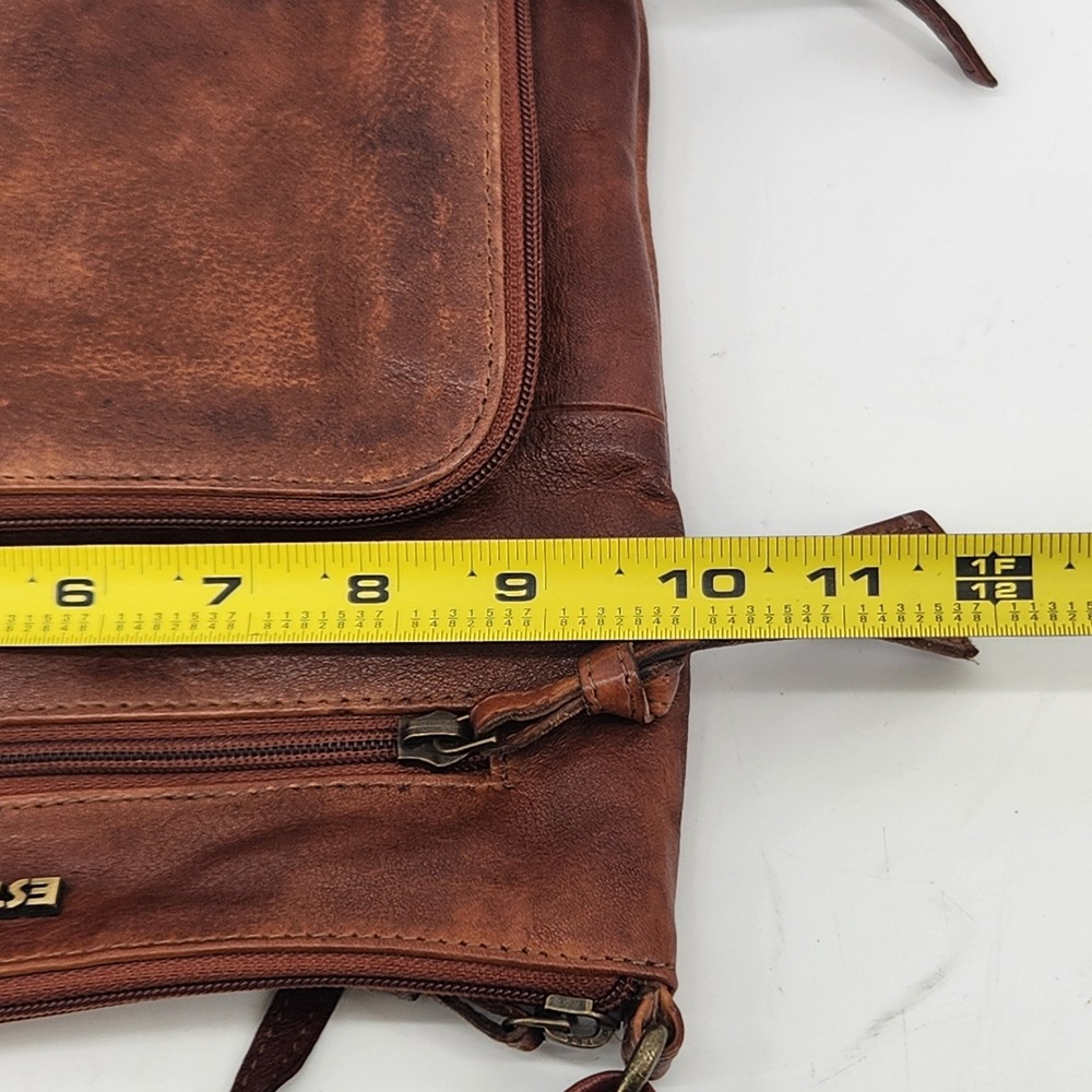 Estalon Crossbody Bag Brown Genuine Leather Adjustable Strap Messenger Purse - Picture 8 of 9